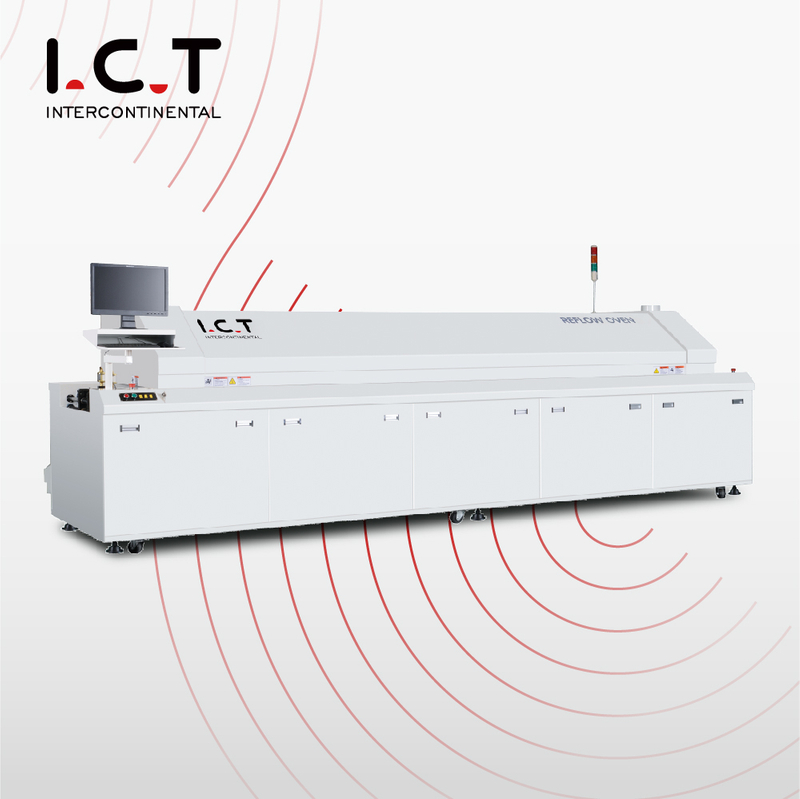 ICT |Řetěz dopravníku SMT Reflow Oven 6zónová dotyková obrazovka Reflow PCB v troubě