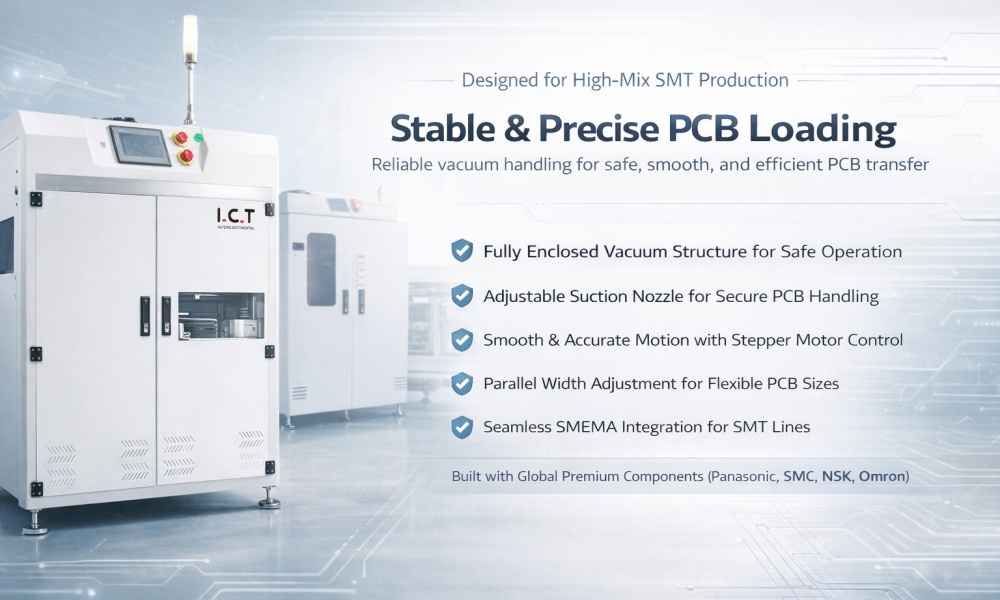 I.C.T PCB Magazine Vacuum Suction Loader Vakuový sací nakladač ICT PCB Magazine