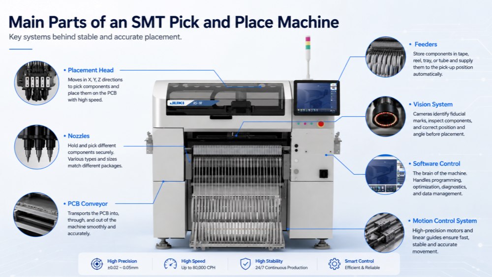 Hlavn&iacute; č&aacute;sti SMT Pick and Place Machine