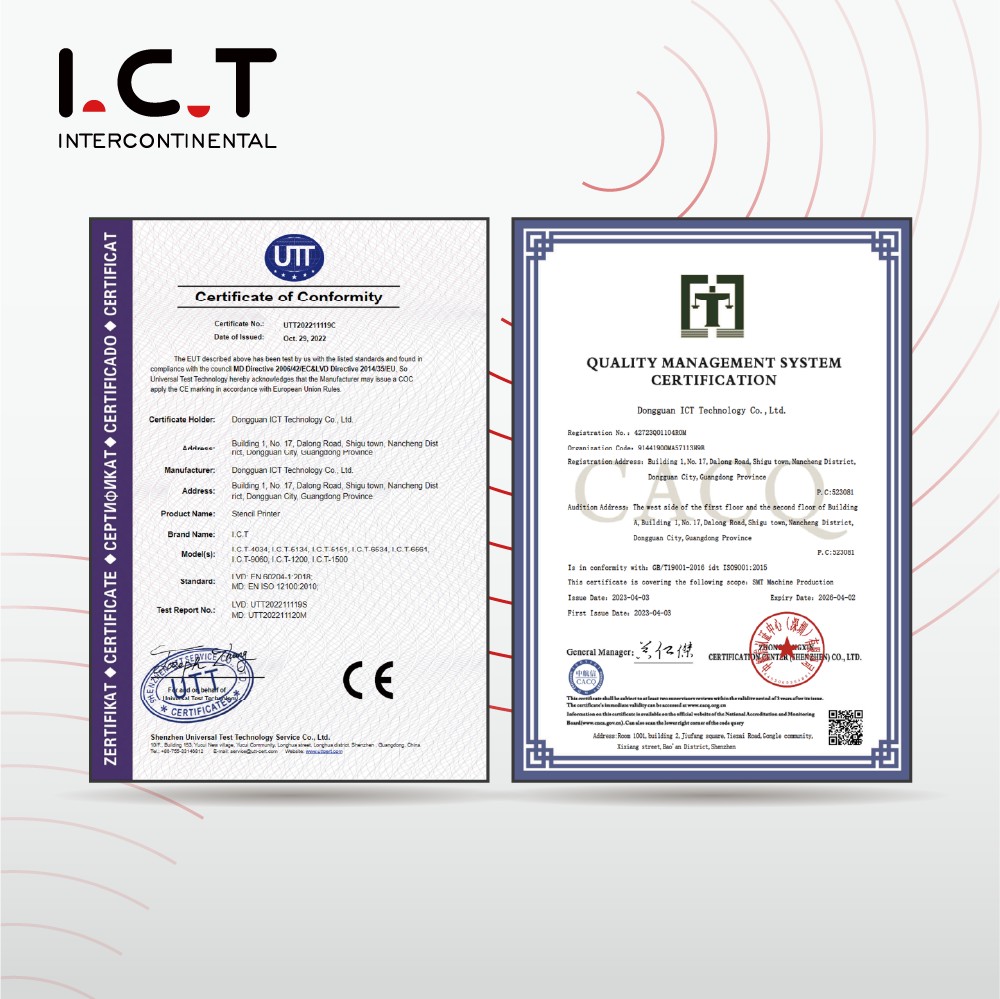 Certifikace stroje SMT